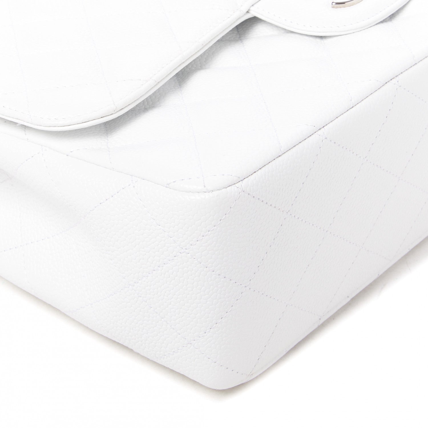 Chanel Caviar Quilted Jumbo Double Flap White 5 of 10