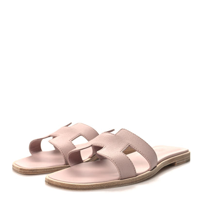 Hermes Epsom Oran Sandals 36.5 Rose Porcelaine 3 of 9