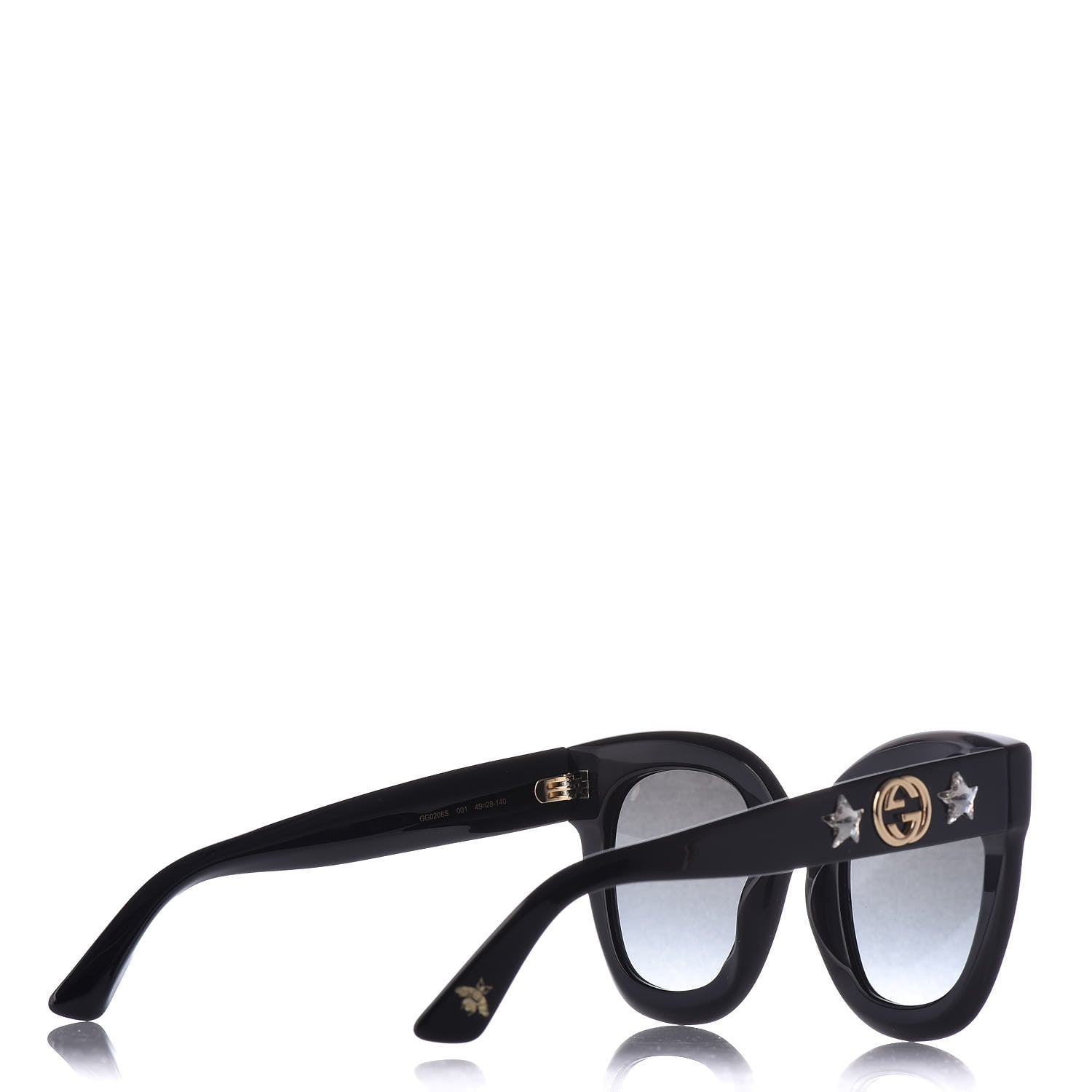 Gucci Round Frame Star Sunglasses GG0208S Black 4 of 7