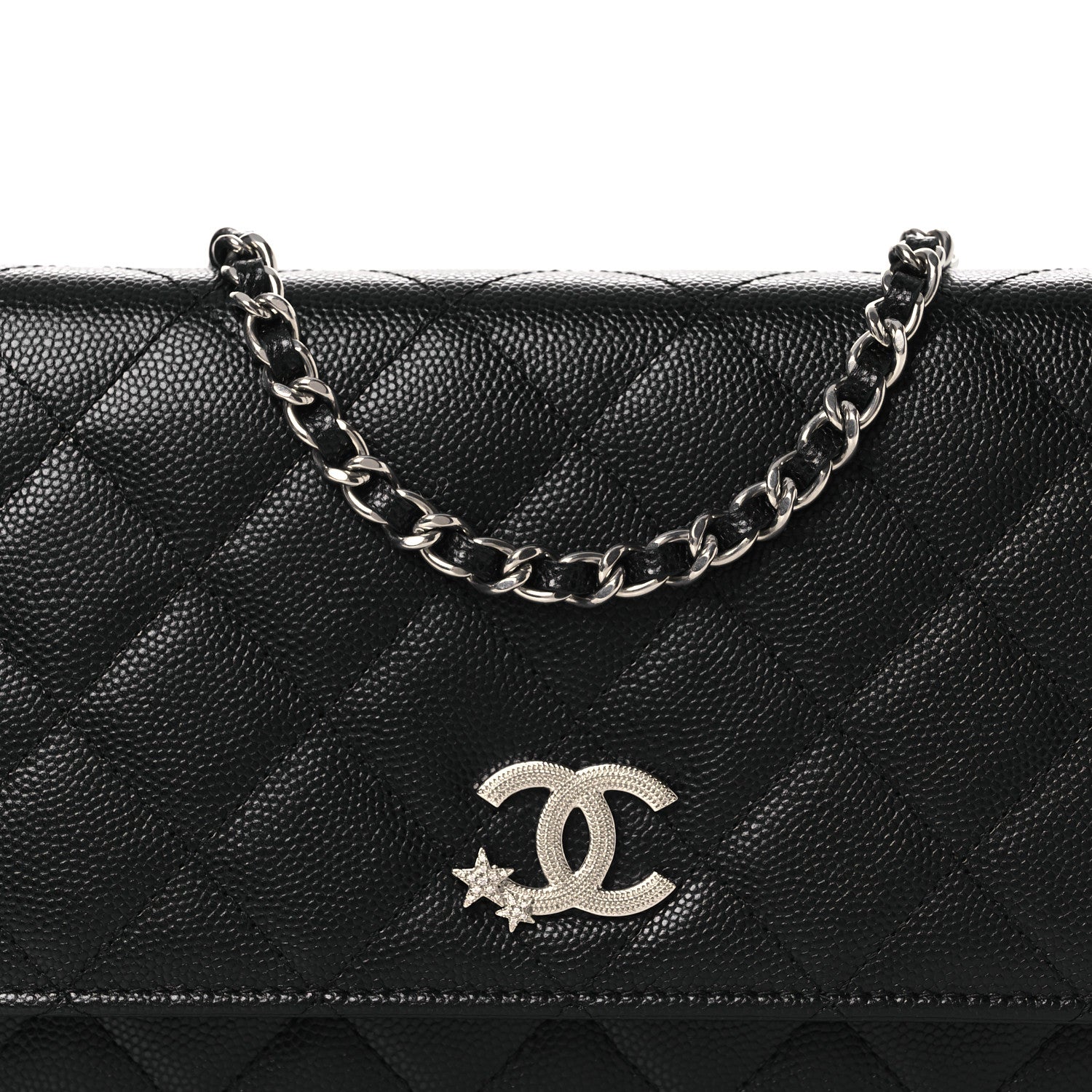 Chanel Caviar Quilted Crystal Star Wallet On Chain Black 9 of 14