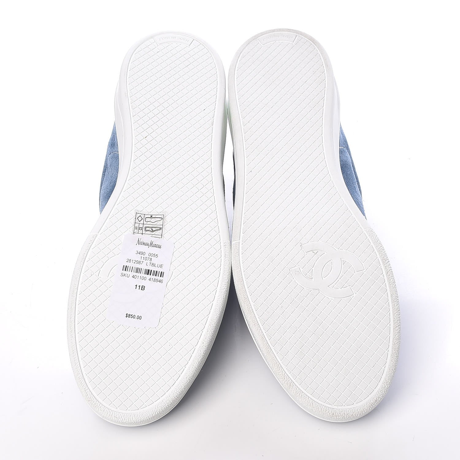 Chanel Suede Calfskin Sneakers 41 Sky Blue 5 of 13
