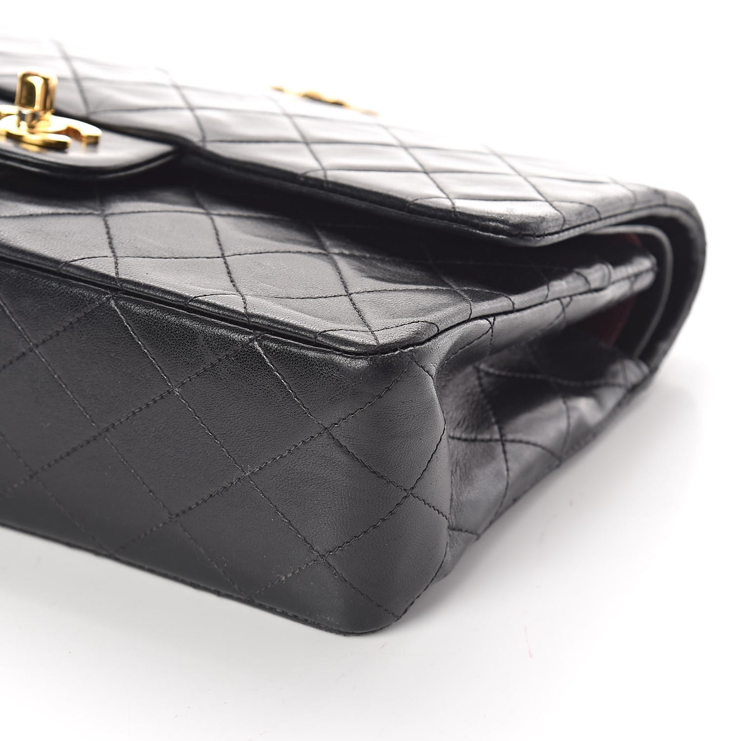 Lambskin Quilted Medium Double Flap Black