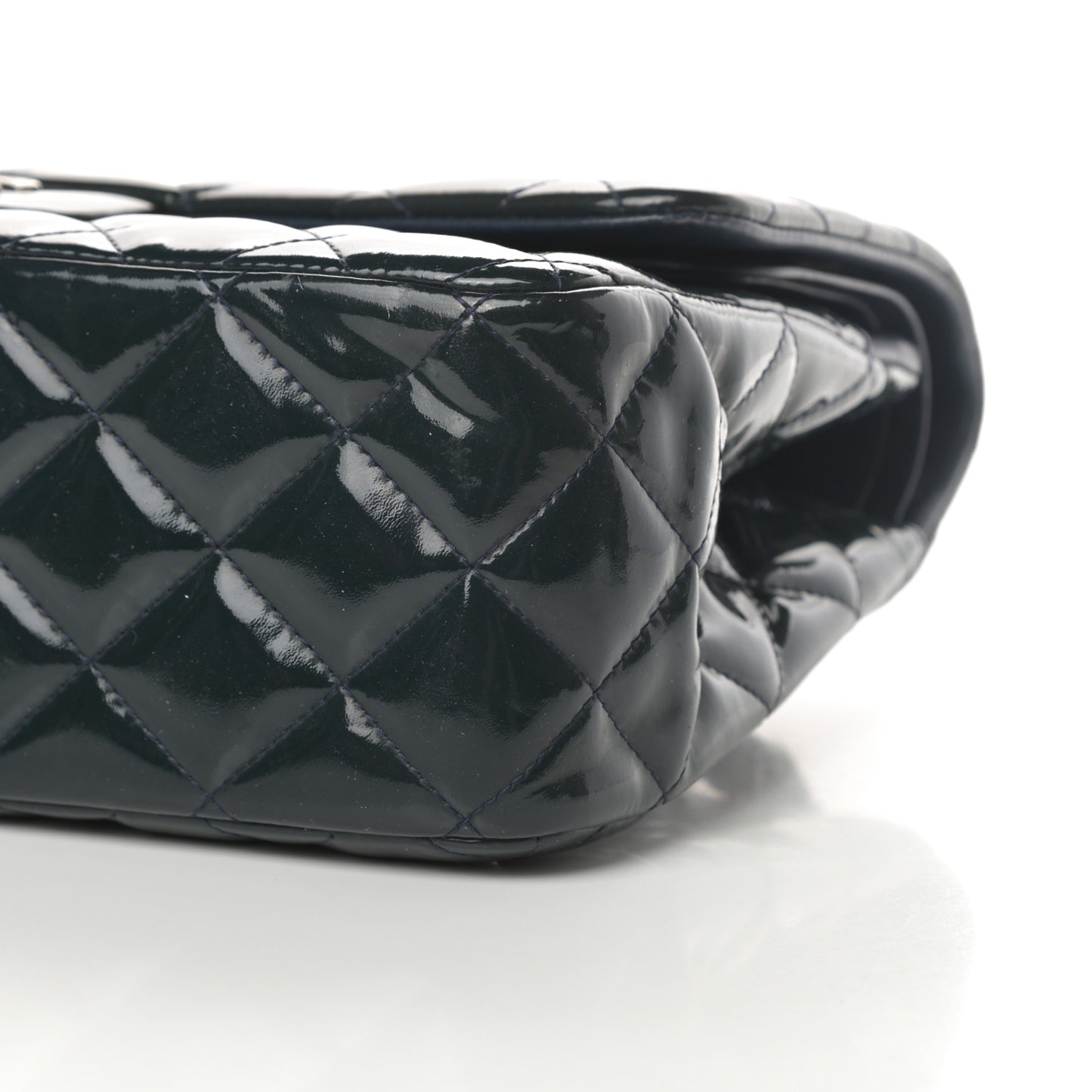 Patent Quilted Jumbo Double Flap Blue