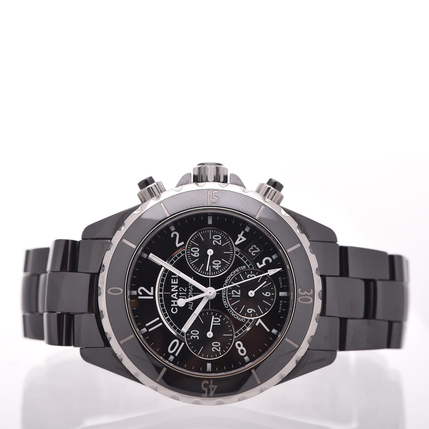 Chanel Stainless Steel Ceramic 41mm J12 Chronograph Automatic Watch Black 3 of 7