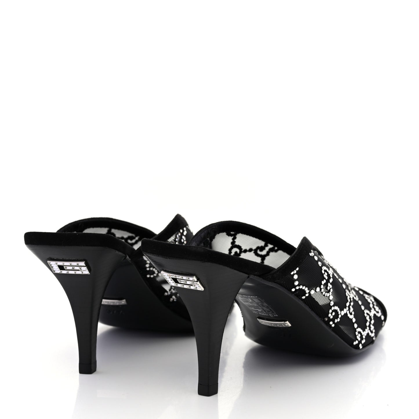 Tela Retino Kid Scamosciato Crystal GG Monogram Square G 95mm Slide Sandals 37.5 Black