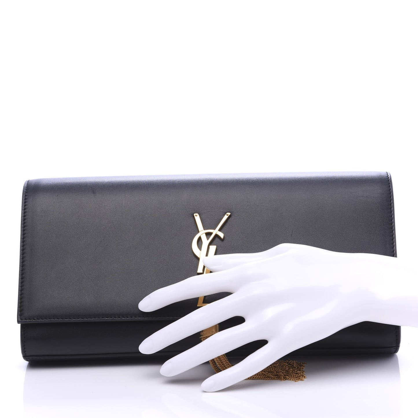 Calfskin Classic Monogram Tassel Clutch Black