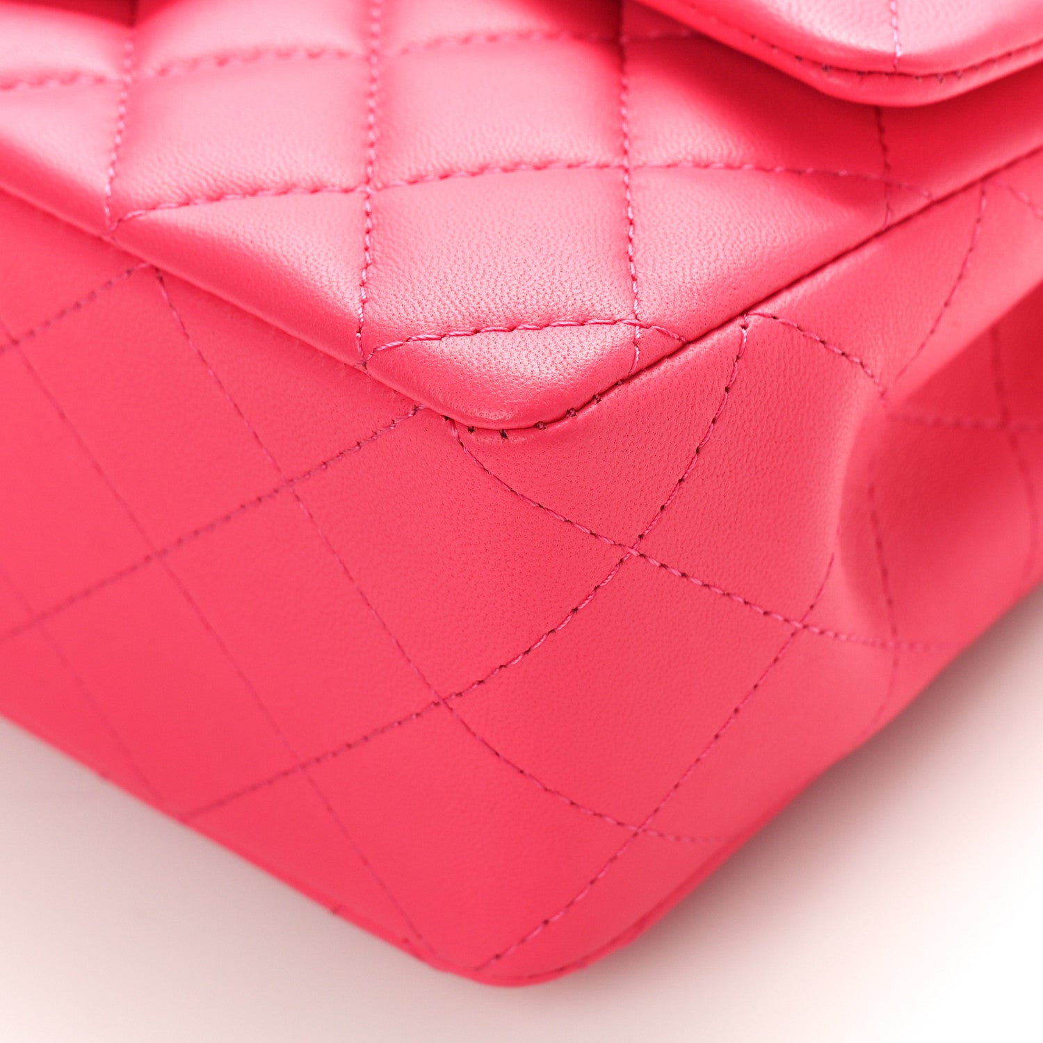 Chanel Lambskin Quilted Mini Top Handle Rectangular Flap Dark Pink 9 of 9