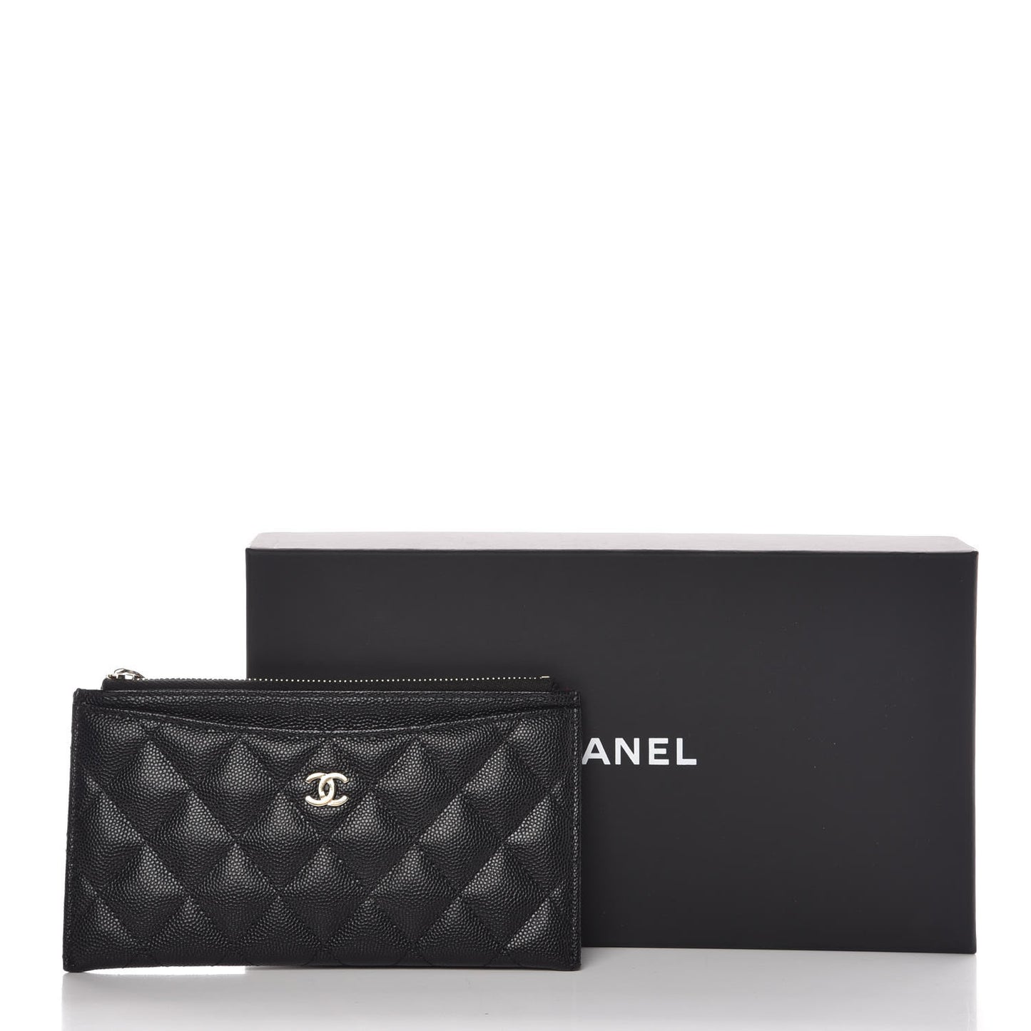 Caviar Quilted Classic Zip Pouch Black