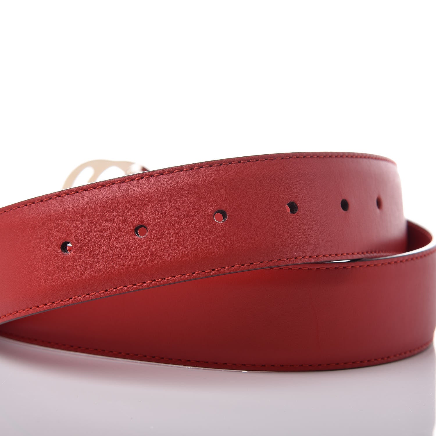 Gucci Moon Calfskin Interlocking G 37mm Belt 85 34 Vibrant Red 5 of 6