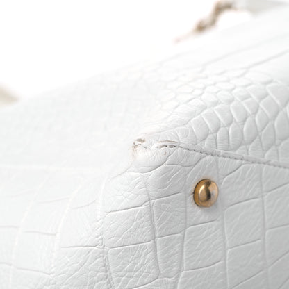 Chanel Calfskin Crocodile Embossed Cocodile Shopping Tote White 10 of 17