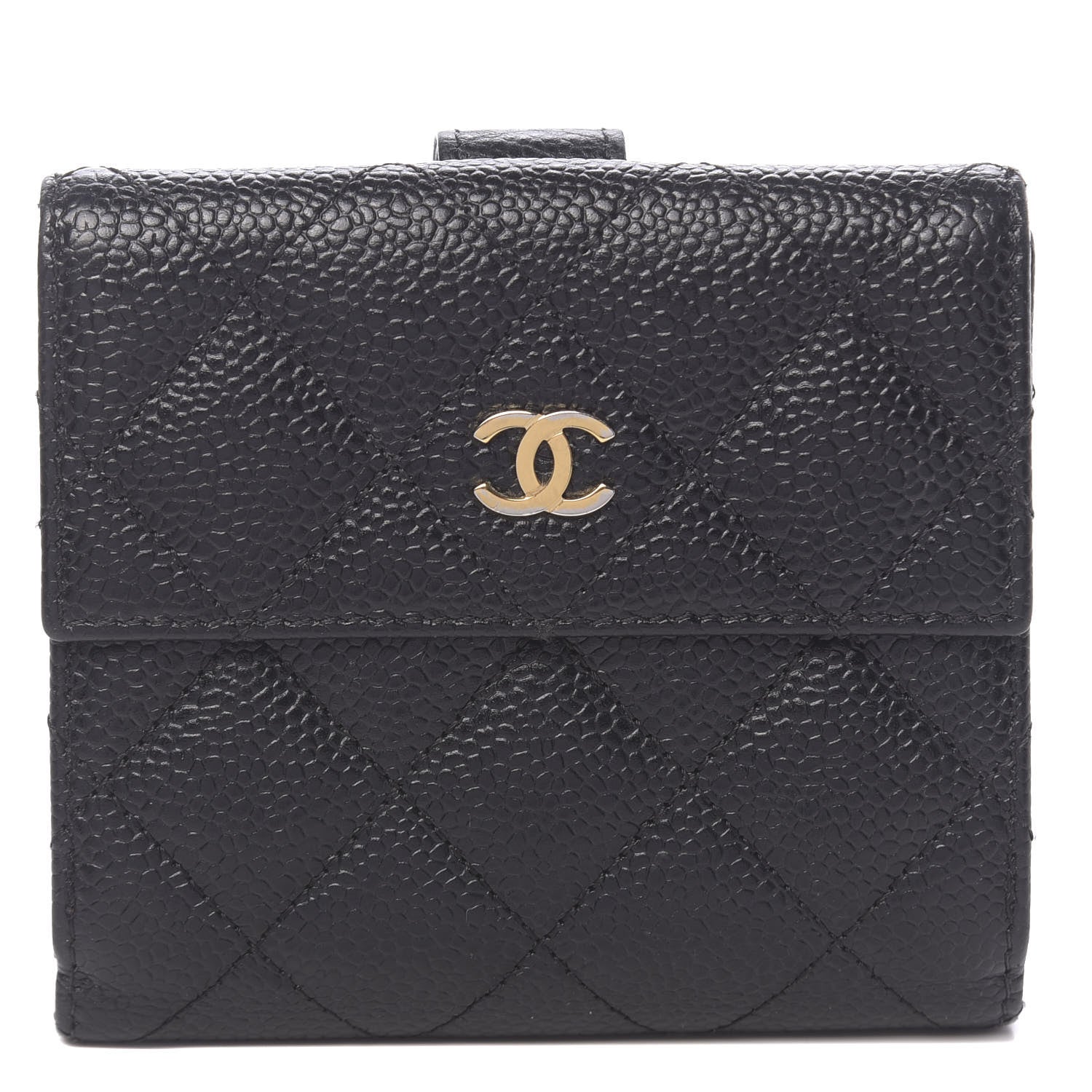 Chanel Caviar Quilted Compact French Flap Wallet Black 1 of 9