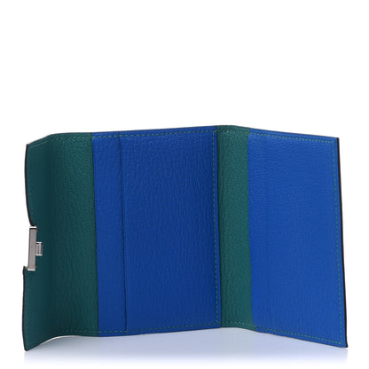 Hermes Chevre Mysore Mini Clic Card Holder Bleu Hydra Vert Verone 4 of 9