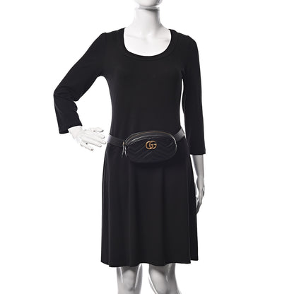 Gucci Calfskin Matelasse GG Marmont Belt Bag 85 34 Black 2 of 9
