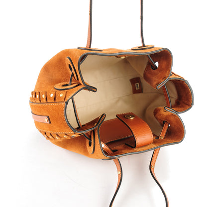 Chloe Suede Studded Small Inez Drawstring Bag Caramel 5 of 8