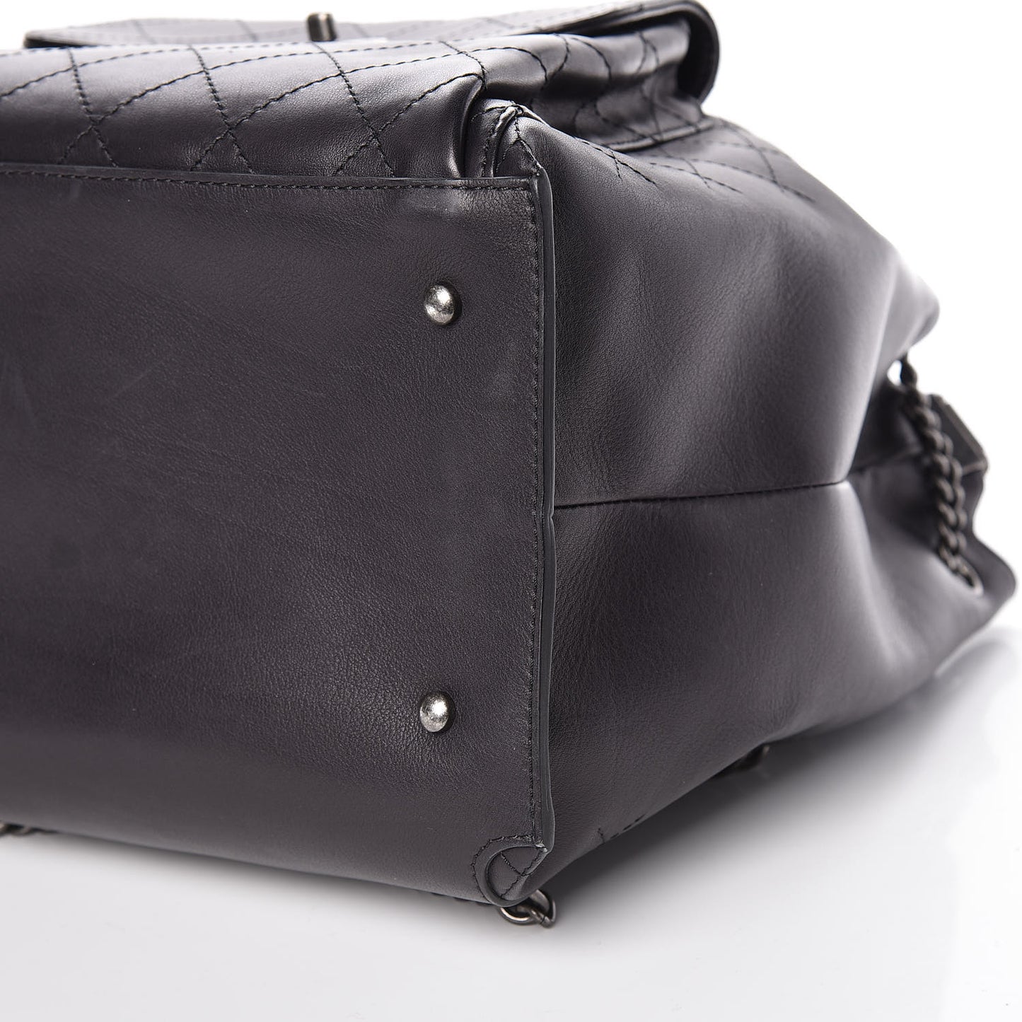 Calfskin Stitched Large Urban Luxury Drawstring Backpack Black