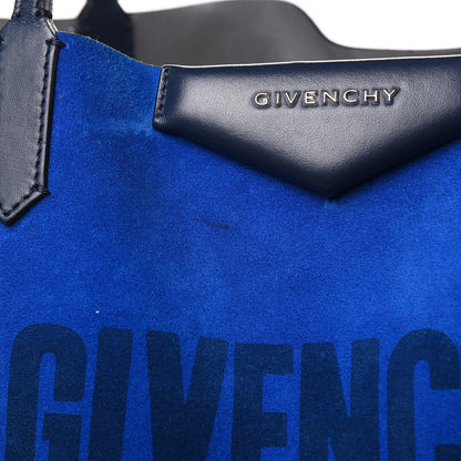 Givenchy Metallic Calfskin Suede Ombre Large Reversible Antigona Tote Blue Silver 14 of 25