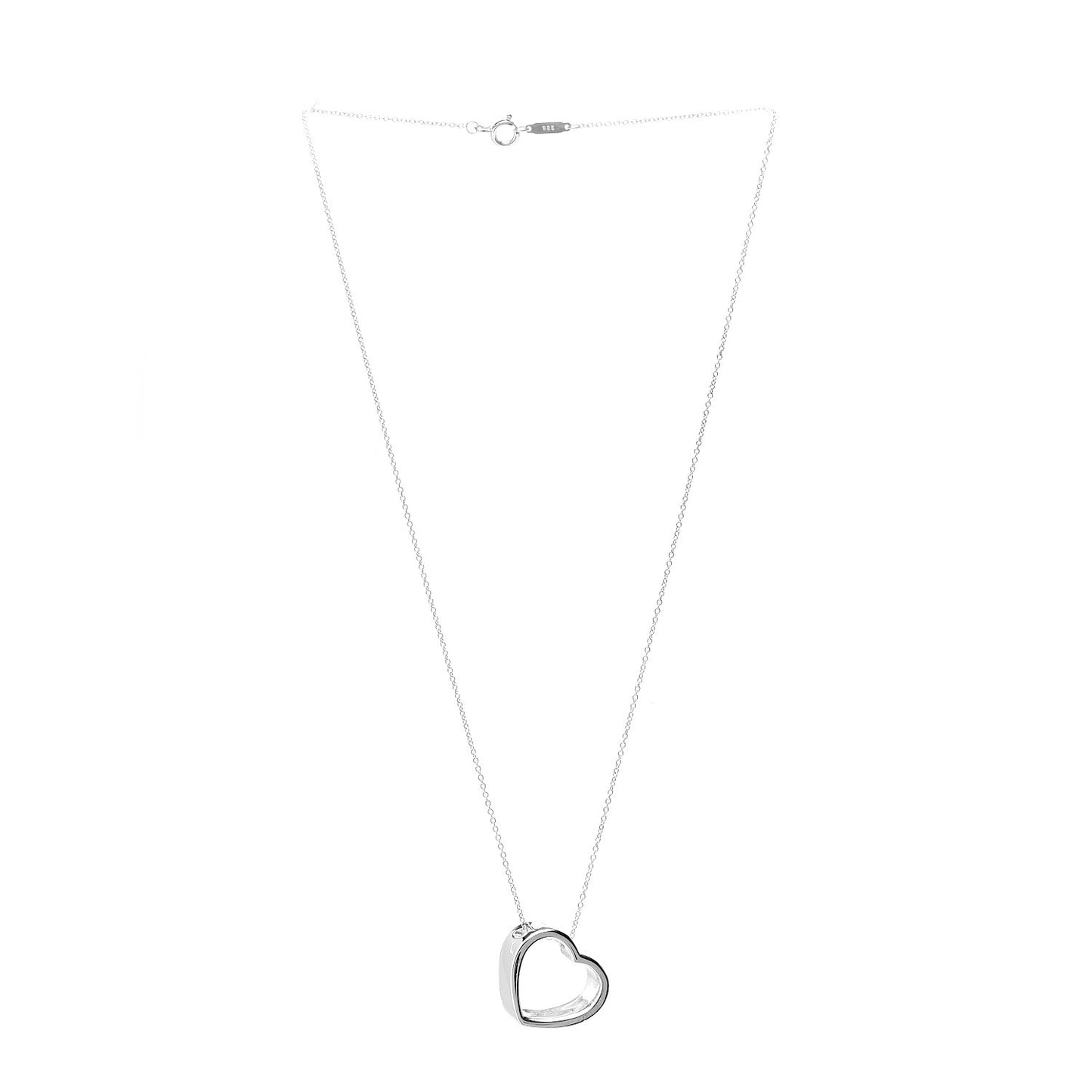 Sterling Silver Slanted Heart Pendant Necklace
