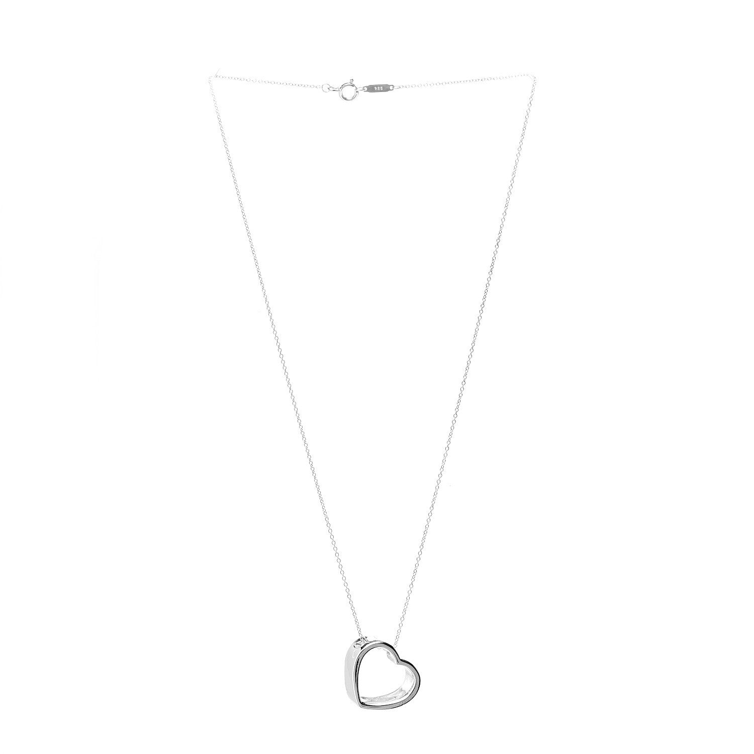 Tiffany Sterling Silver Slanted Heart Pendant Necklace 2 of 6