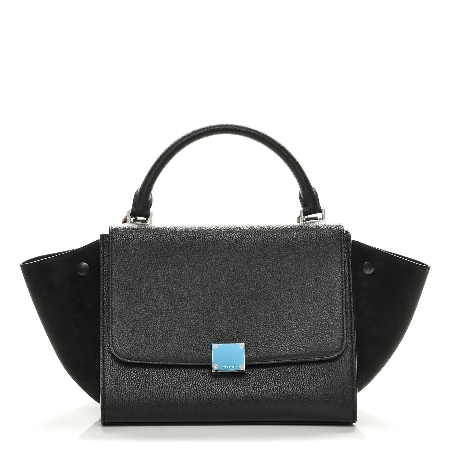 Drummed Calfskin Suede Small Trapeze Black