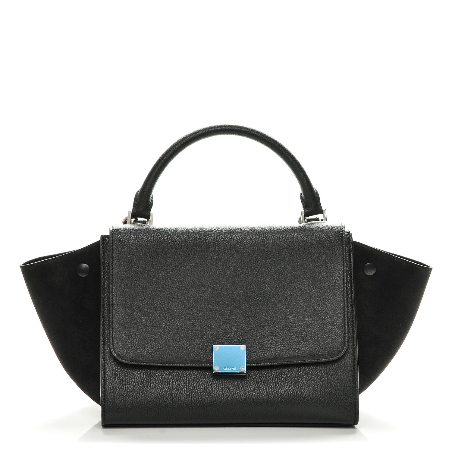 Celine Drummed Calfskin Suede Small Trapeze Black 1 of 6