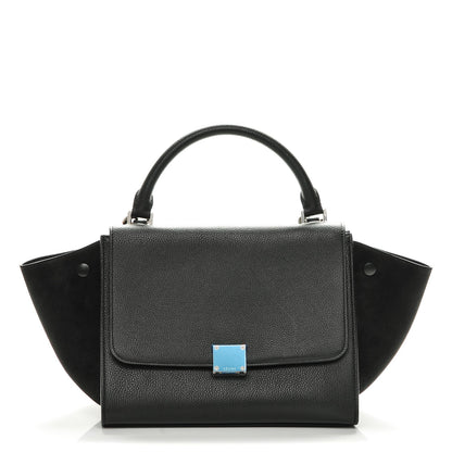 Celine Drummed Calfskin Suede Small Trapeze Black 1 of 6