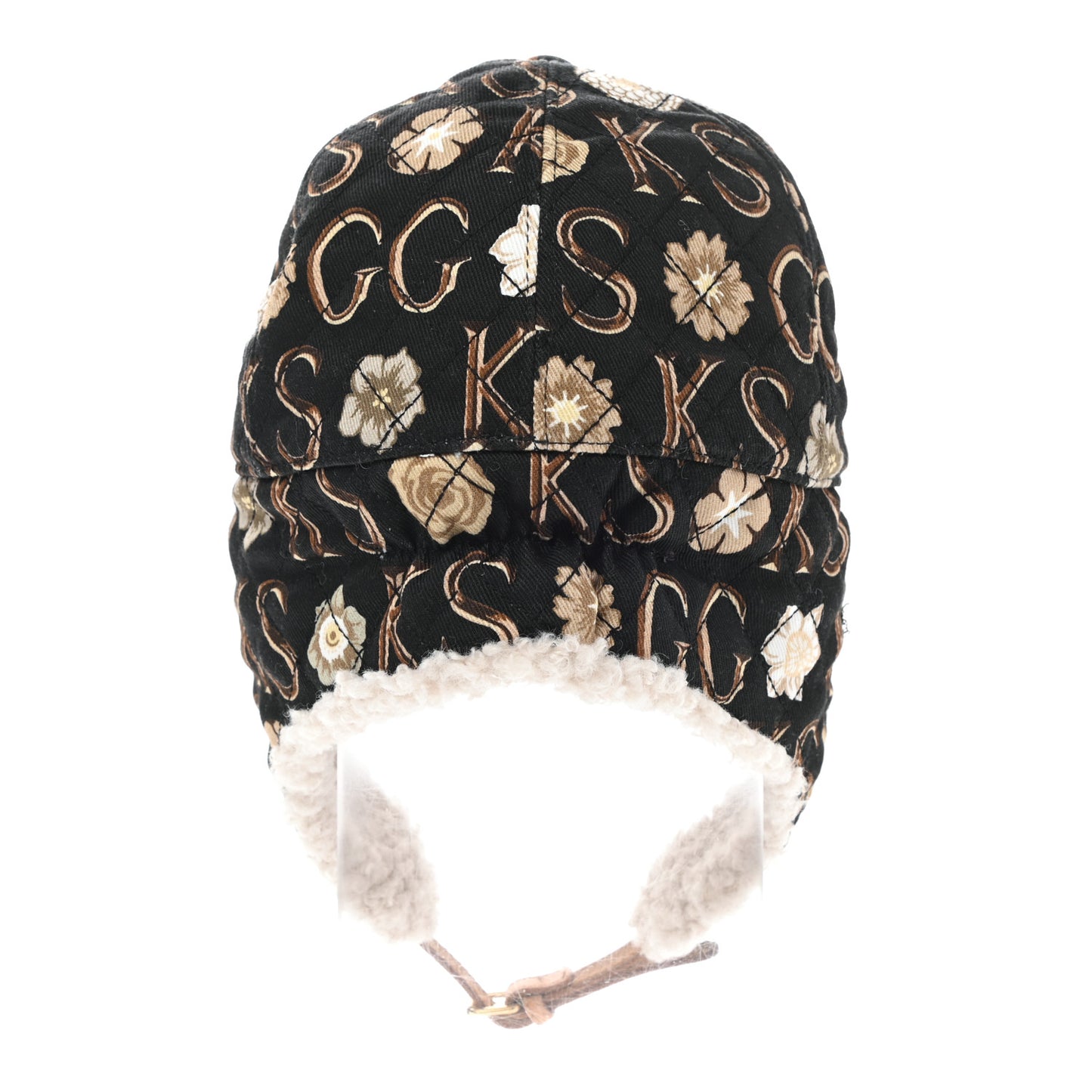 X KEN SCOTT Canvas Shearling Floral Print Cap Hat L Multicolor