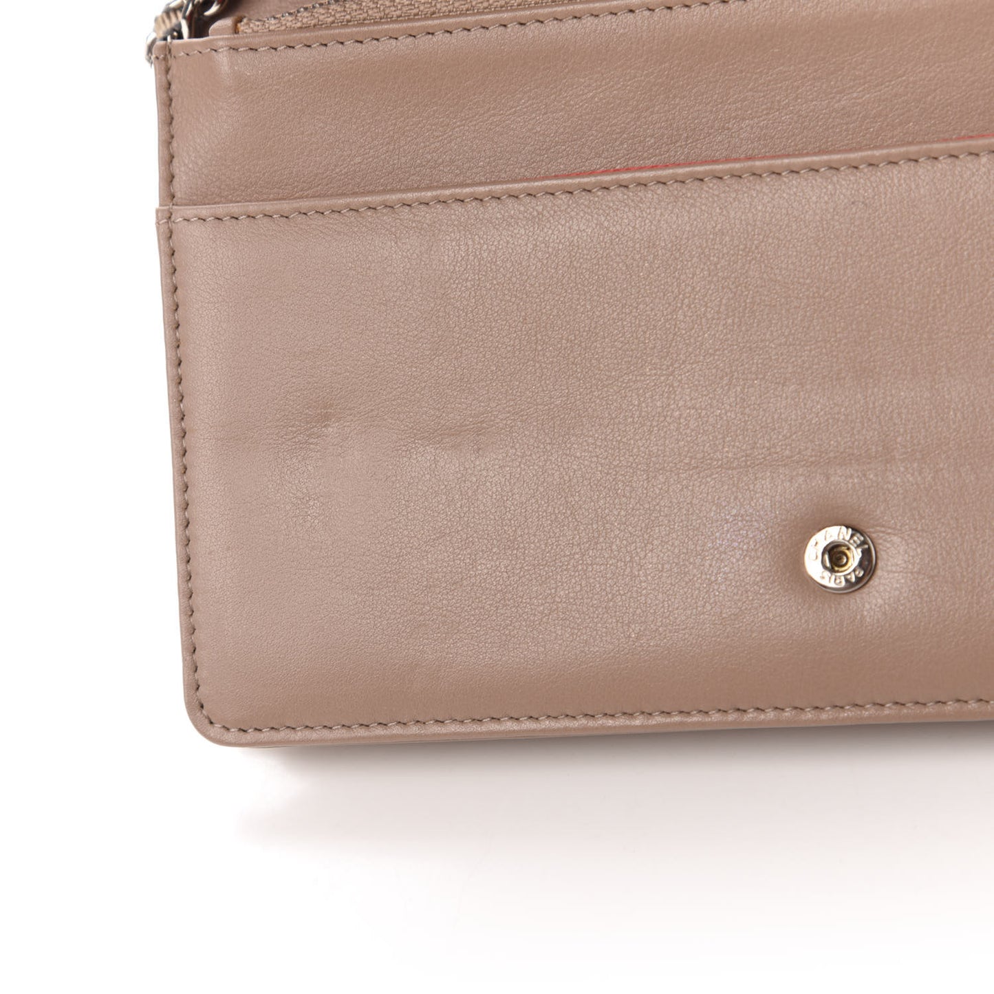 Vinyl Lipstick Wallet On Chain WOC Beige