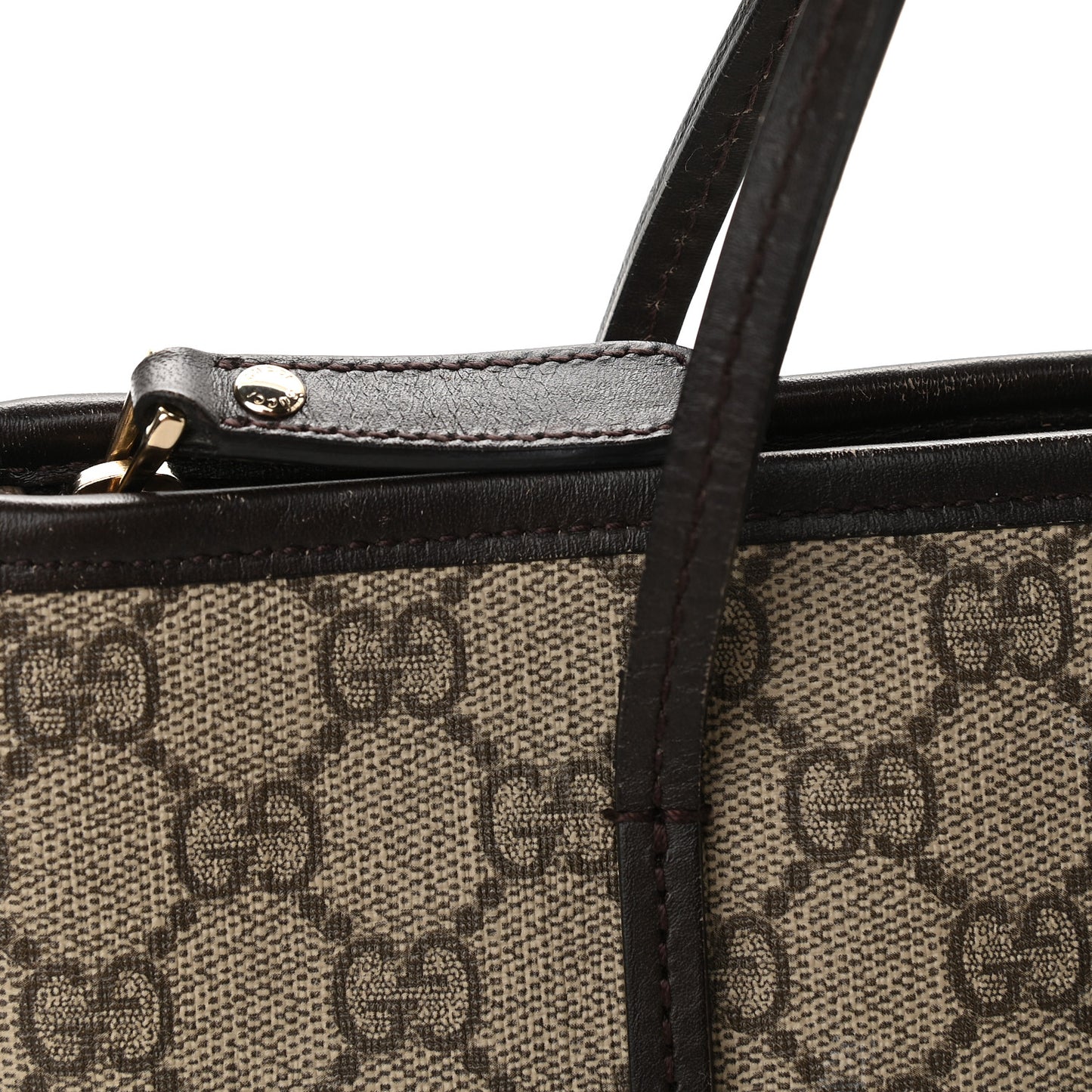 GG Supreme Monogram Small Zippered Tote Dark Brown
