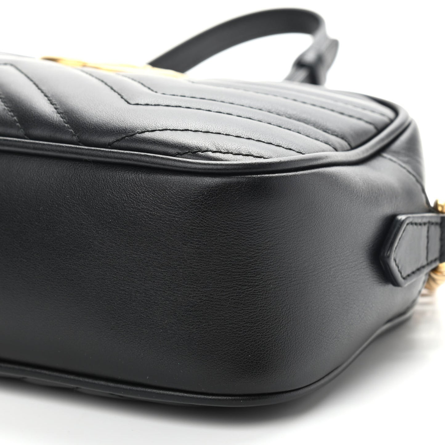 Calfskin Matelasse Small GG Marmont Chain Shoulder Bag Black