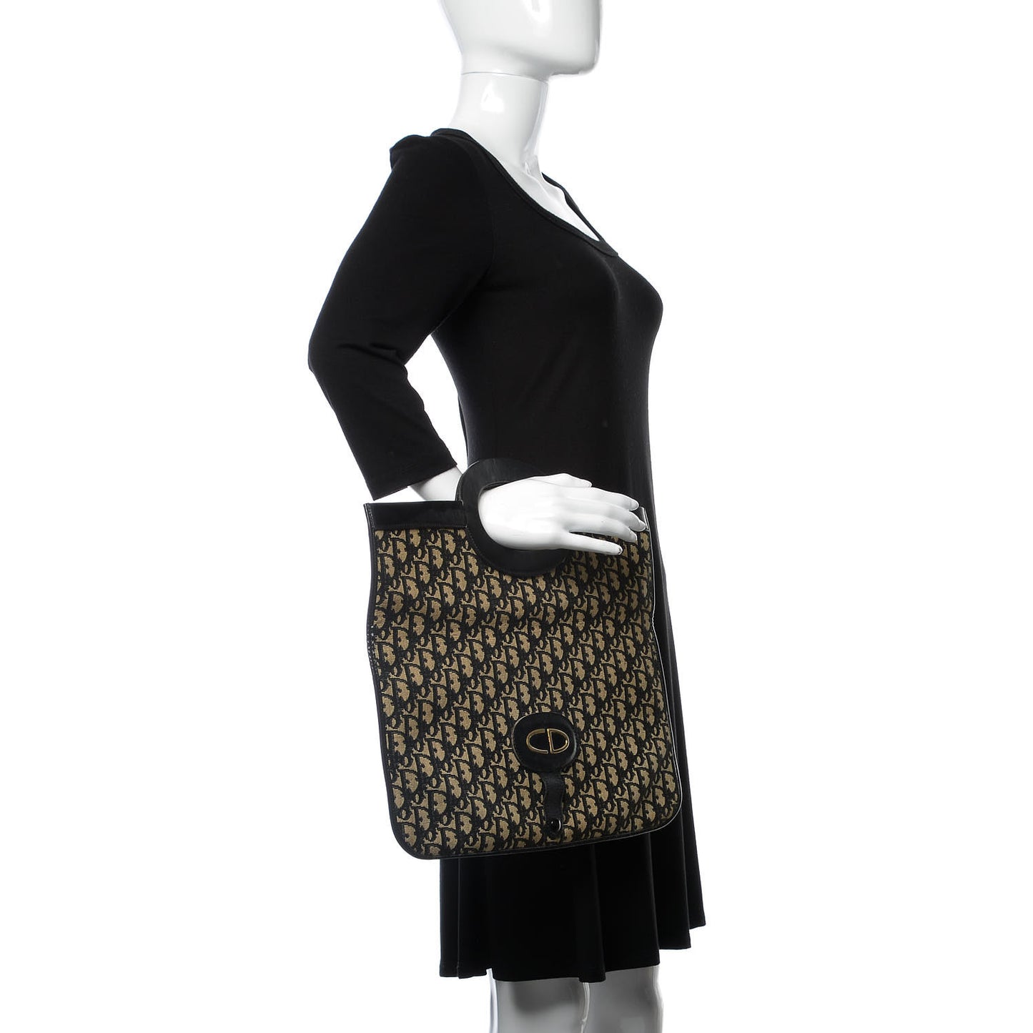 Monogram Fold Over Clutch Black