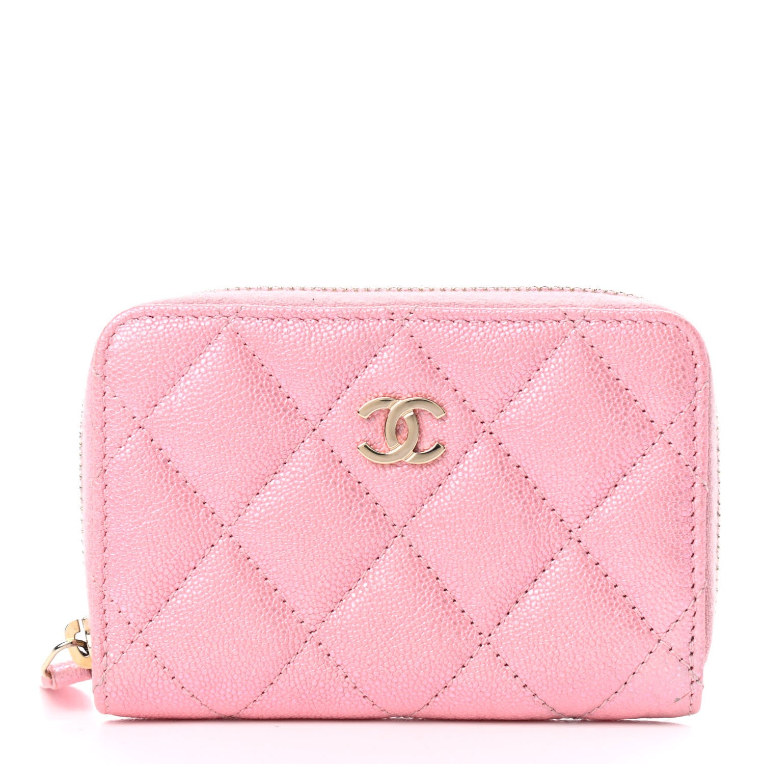 Chanel Iridescent Caviar Quilted Zip Coin Purse Pink 1 of 9