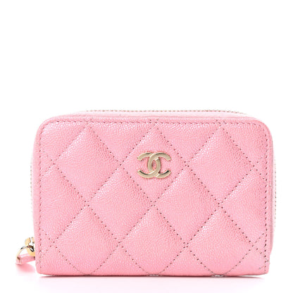 Chanel Iridescent Caviar Quilted Zip Coin Purse Pink 1 of 9