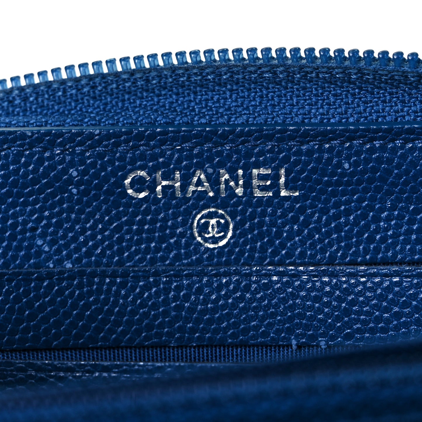 Caviar Quilted Boy Small Zip Around Wallet Blue
