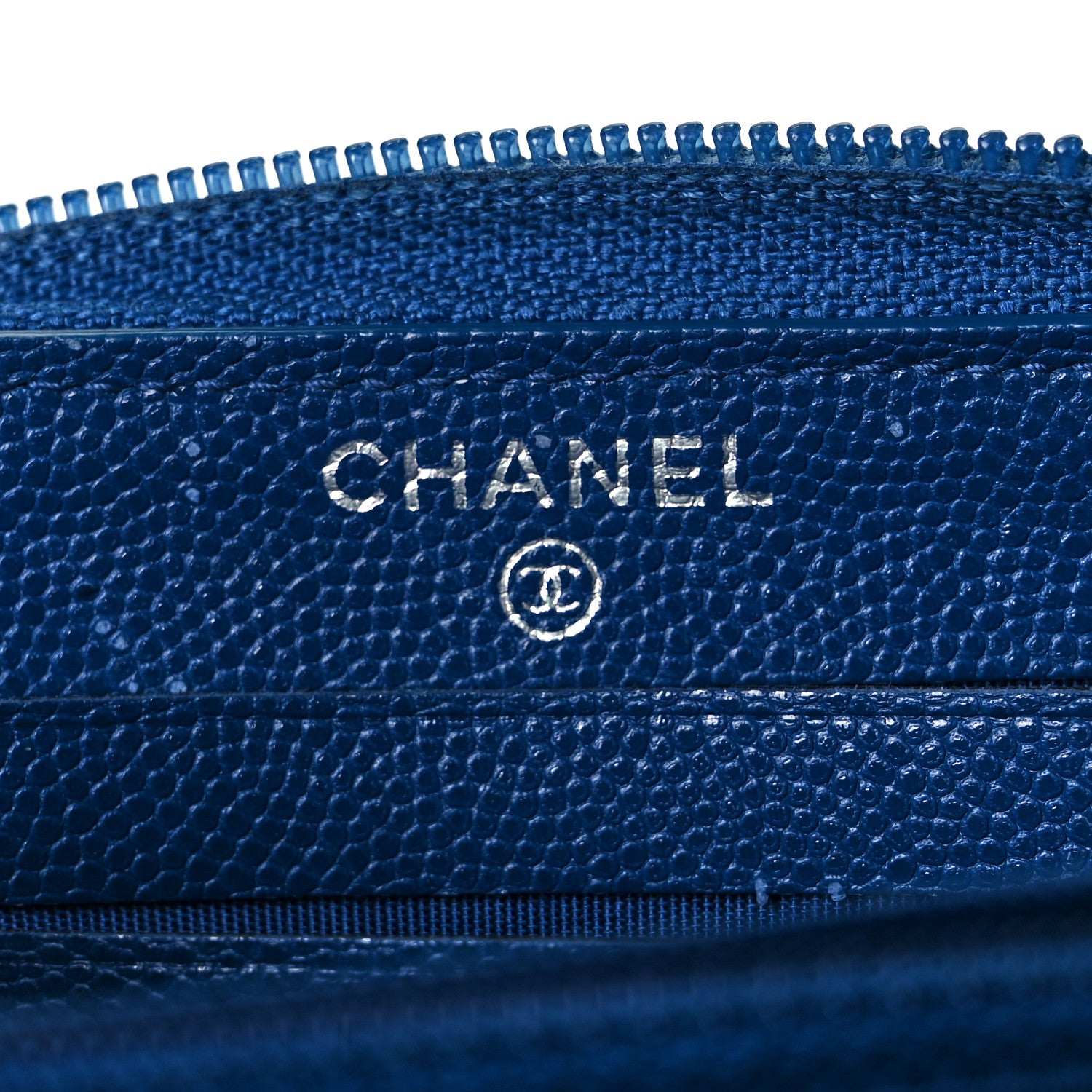 Chanel Caviar Quilted Boy Small Zip Around Wallet Blue 5 of 8