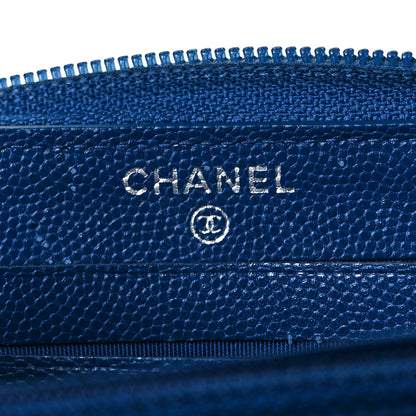 Chanel Caviar Quilted Boy Small Zip Around Wallet Blue 5 of 8