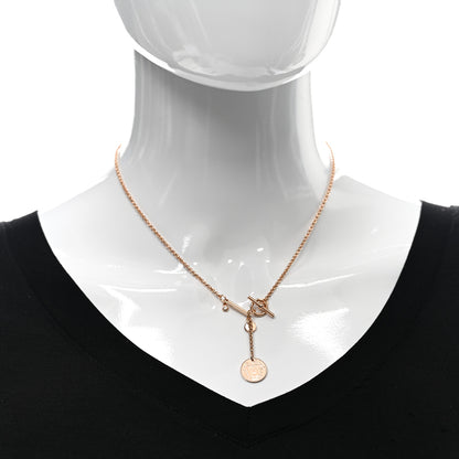 Hermes 18K Rose Gold Diamond PM Ex-Libris Pendant Necklace 2 of 5