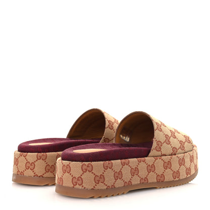 Gucci Canvas GG Monogram Angelina Platform Slide Sandals 38.5 Beige Ruggine 5 of 12