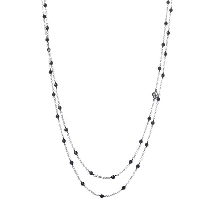 David Yurman Sterling Silver Black Onyx Station Chain Necklace 1 of 4