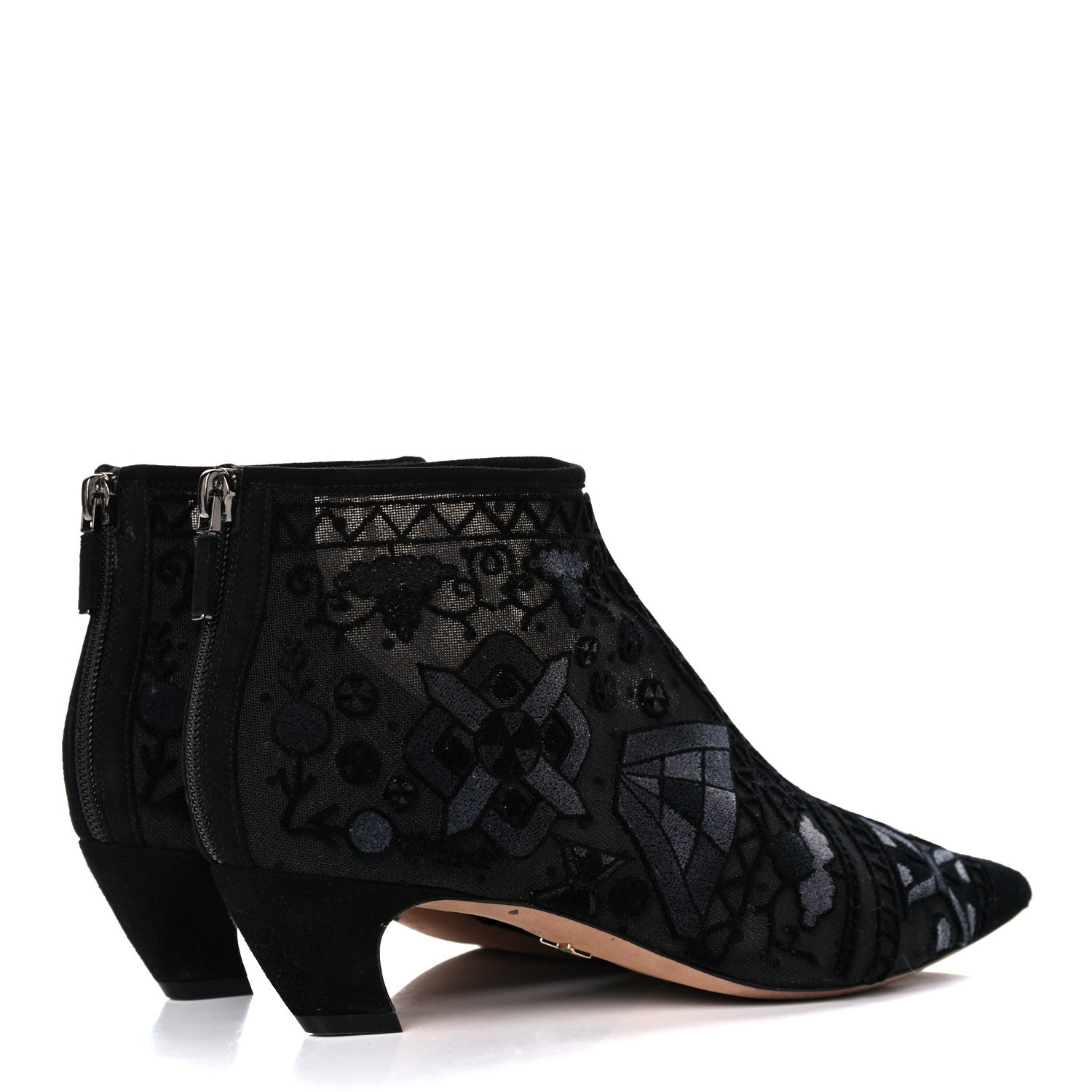 Christian Dior Embroidered Mesh Ankle Boot 38 Black 4 of 11
