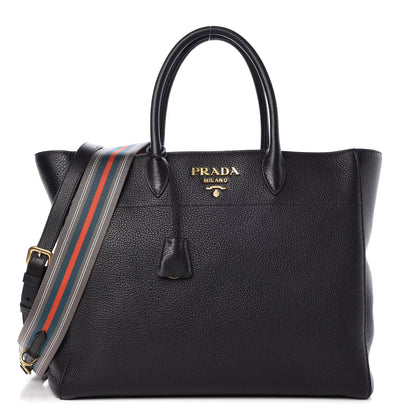 Prada Vitello Daino Tote Black 1 of 9