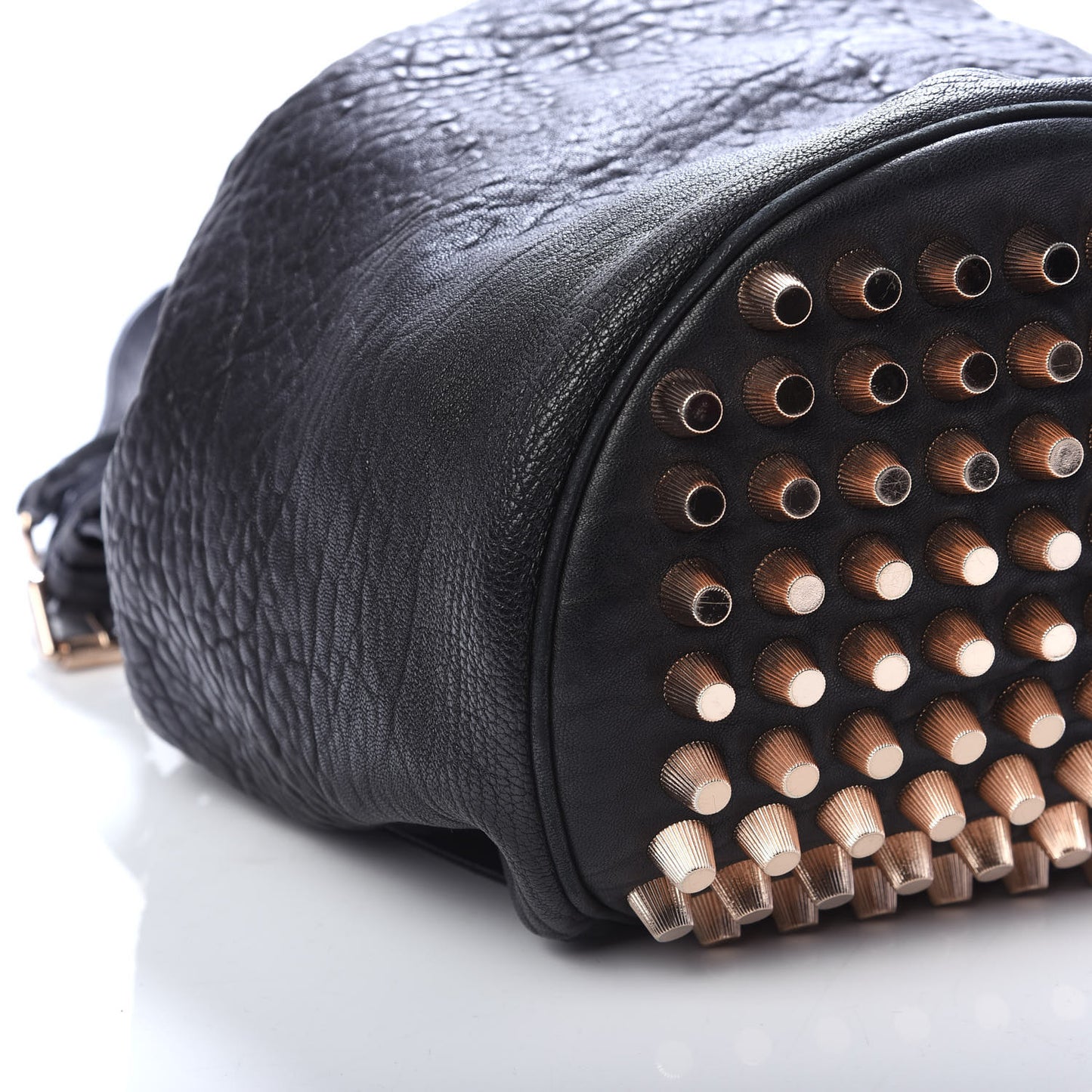 Pebbled Lambskin Diego Bucket Black Rose Gold Hardware