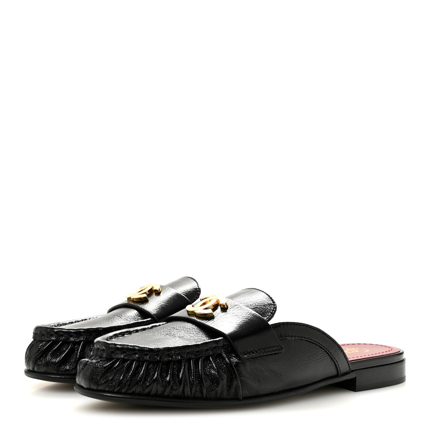 Chanel Shiny Crumpled Lambskin CC Mules 39 Black 4 of 10