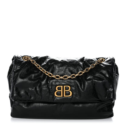 Balenciaga Arena Calfskin Medium Monaco Chain Shoulder Bag Black 1 of 9