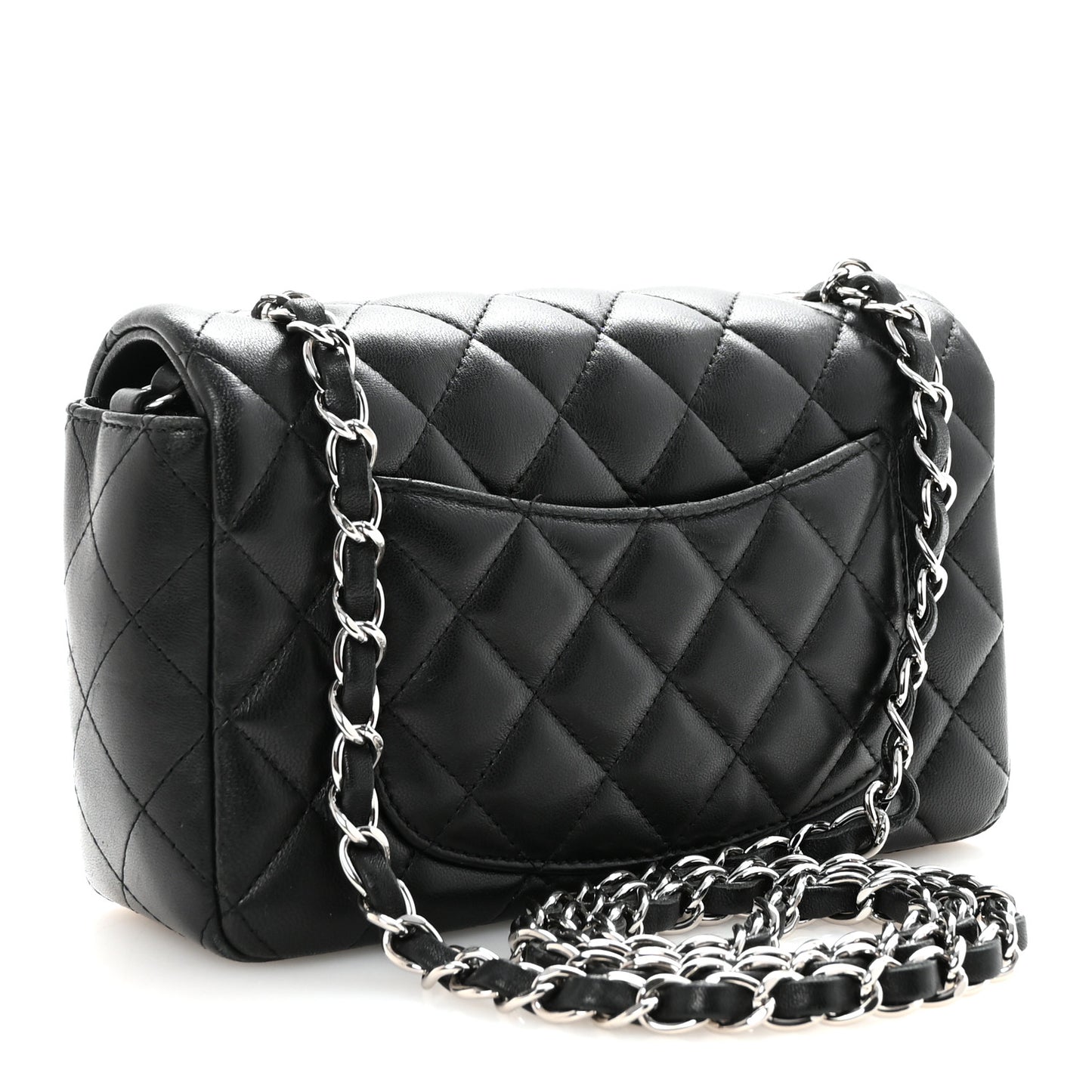 Lambskin Quilted Mini Rectangular Flap Black