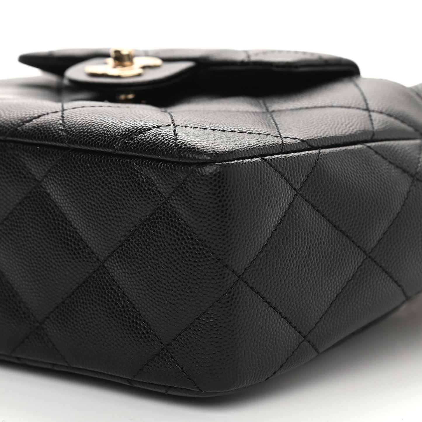 Caviar Quilted Flap Bucket Bag Black