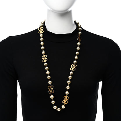 Chanel Pearl Long Necklace Gold 2 of 6
