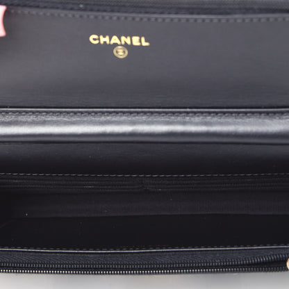 Chanel Tweed Quilted Wallet On Chain WOC Black Ecru White 5 of 10
