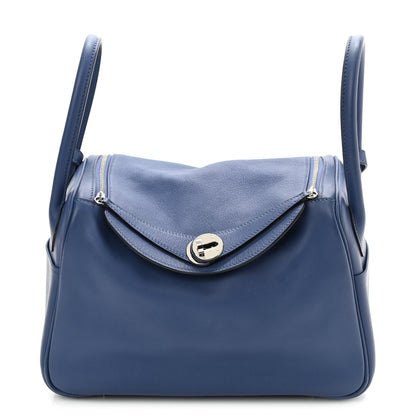 Hermes Swift Epsom Lindy 26 Tressage De Cuir Bleu Brighton Capucine Bleu Saphir 1 of 11