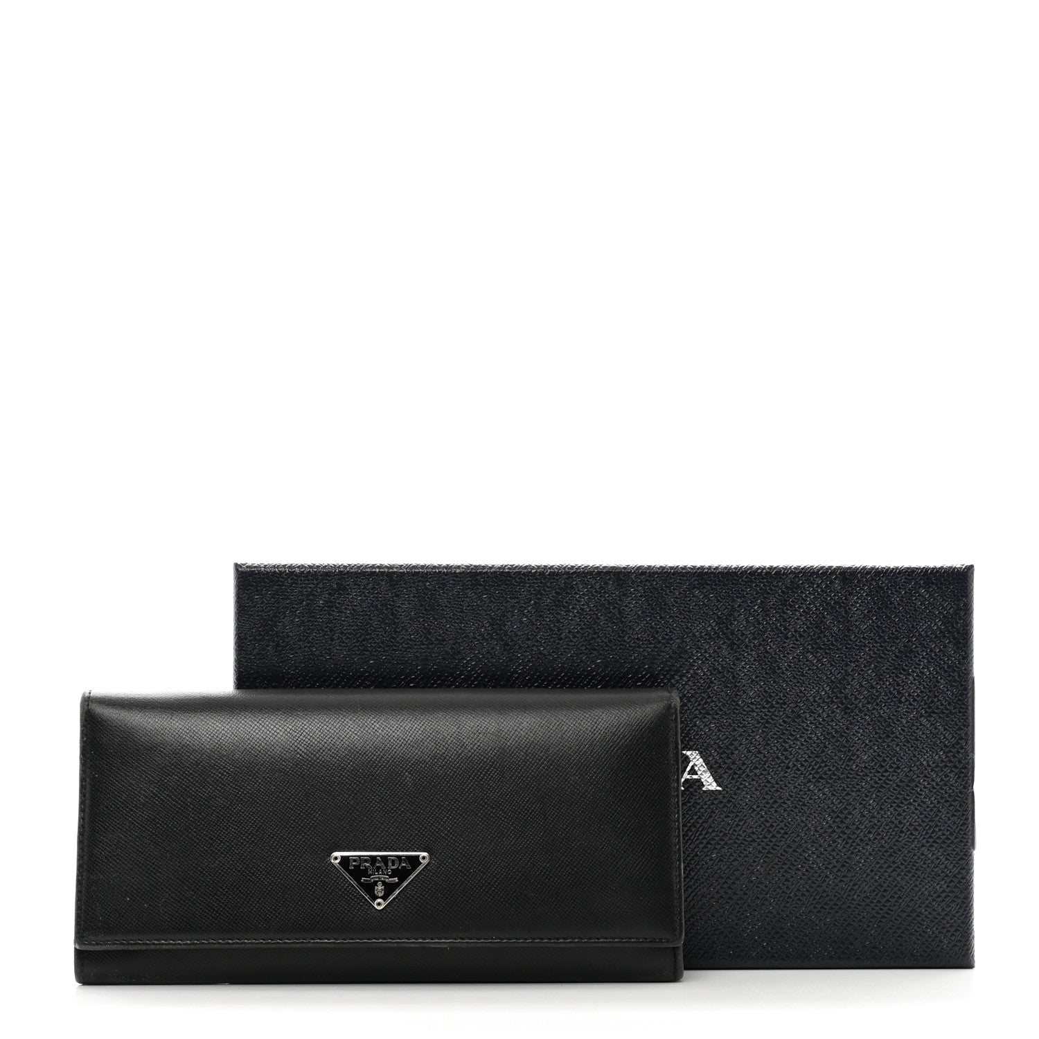 Prada Saffiano Metal Continental Flap Wallet Black 11 of 11