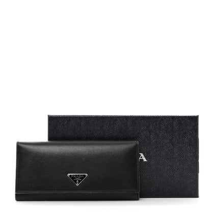Prada Saffiano Metal Continental Flap Wallet Black 11 of 11